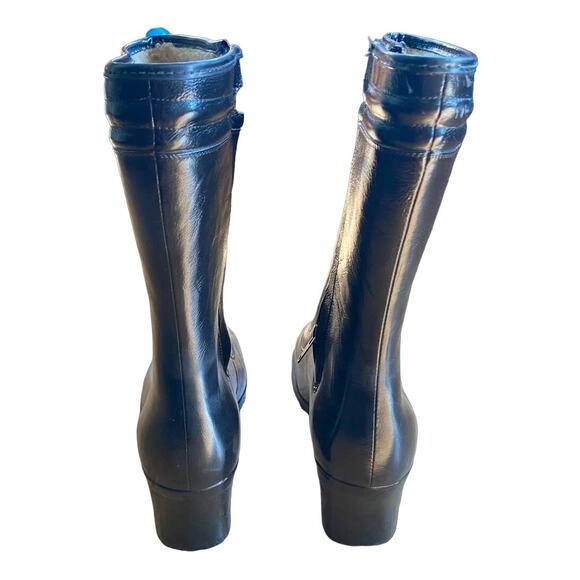 True VTG Black Rubber Heeled USA Made Boots By Pretties Originals Waterproof 6us - Picture 4 of 14